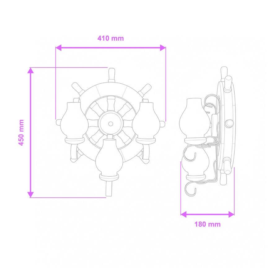 Brilagi - Seinavalgusti TIMONA 3xE14/40W/230V pöök/pähkel