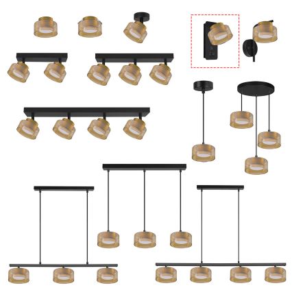 Brilagi - Seinavalgusti USB-pordiga AURA LUX 1xGX53/30W/230V must/kuldne