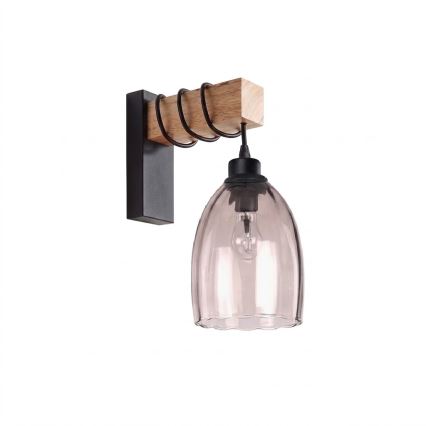 BRILAGI - Seinavalgusti WOOD GLASS 1xE27/60W/230V mänd/must/suitsune beež