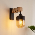BRILAGI - Seinavalgusti WOOD GLASS 1xE27/60W/230V mänd/must/suitsutatud pruun