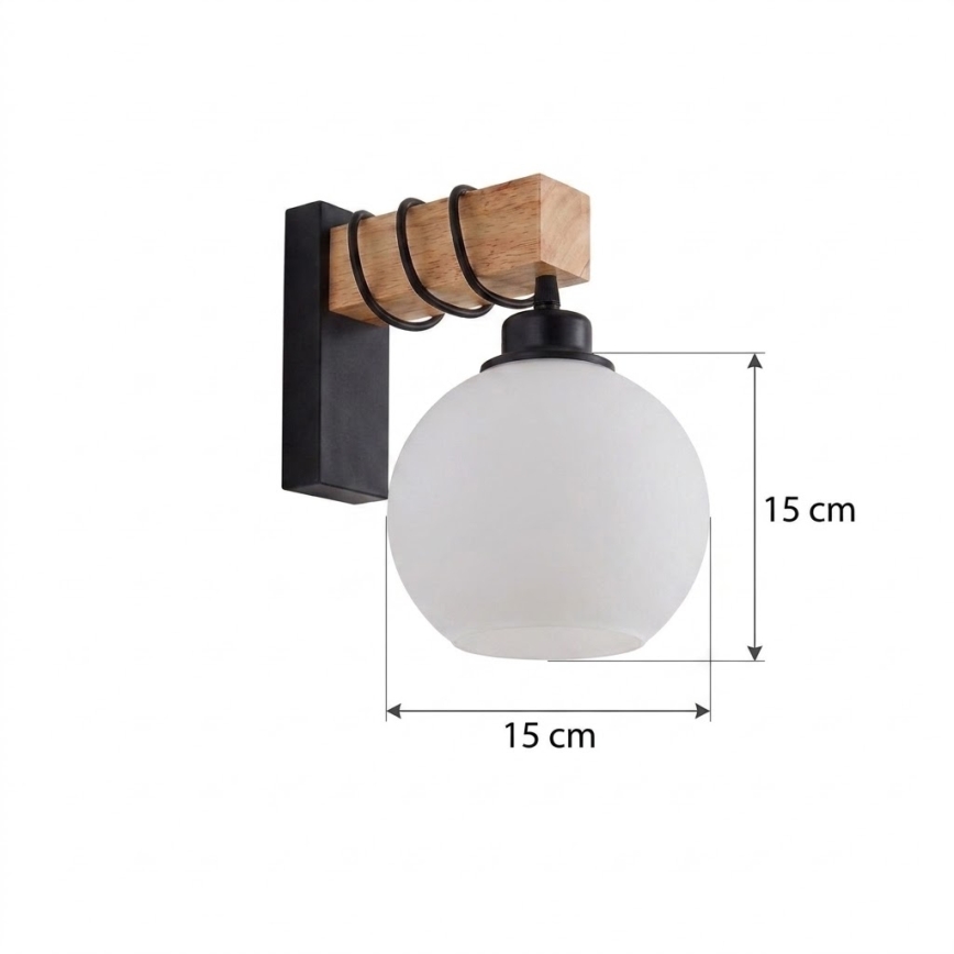 BRILAGI - Seinavalgusti WOOD GLASS 1xE27/60W/230V mänd/must/valge