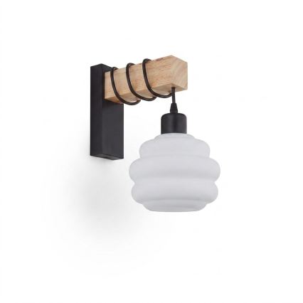 BRILAGI - Seinavalgusti WOOD GLASS 1xE27/60W/230V mänd/must/valge