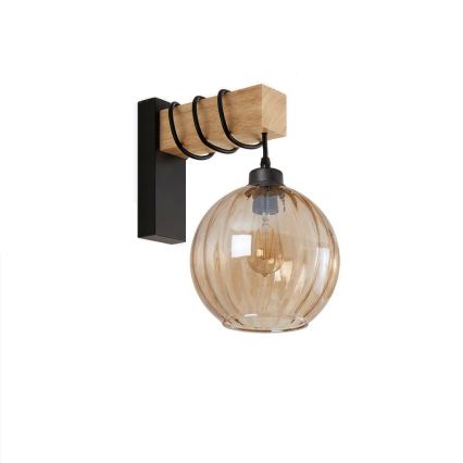 BRILAGI - Seinavalgusti WOOD GLASS 1xE27/60W/230V mänd/must/suitsupruun