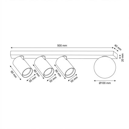 Brilagi - SELE BALL suunavalgusti 3xGU10/30W/230V + 1xG9/10W must