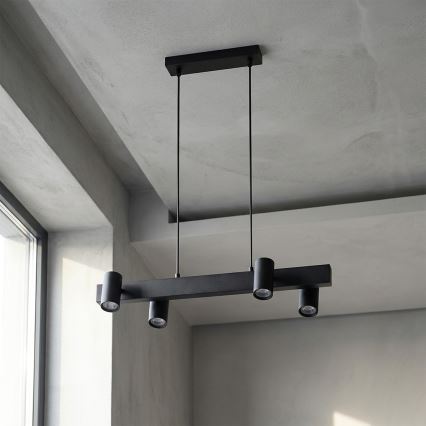 Brilagi - SELE juhtmega rippvalgusti 4xGU10/30W/230V must