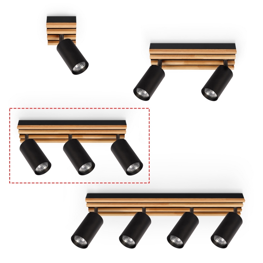 Brilagi - SELE WOOD suunavalgusti 3xGU10/30W/230V must/puu