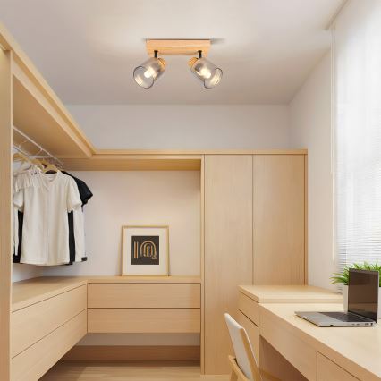 Brilagi - Sihtvalgusti HYGGE 2xE14/15W/230V kummipuit/suitsune