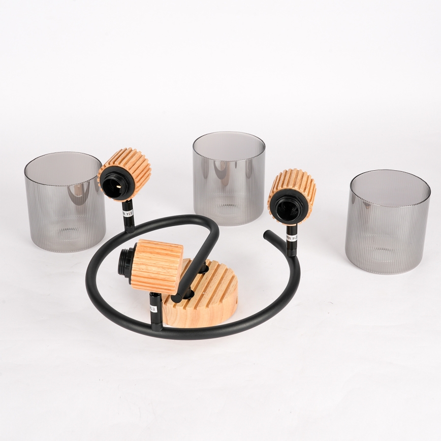 Brilagi - Sihtvalgusti HYGGE 3xE14/15W/230V kummipuit/suitsune