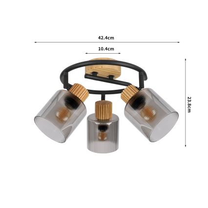 Brilagi - Sihtvalgusti HYGGE 3xE14/15W/230V kummipuit/suitsune