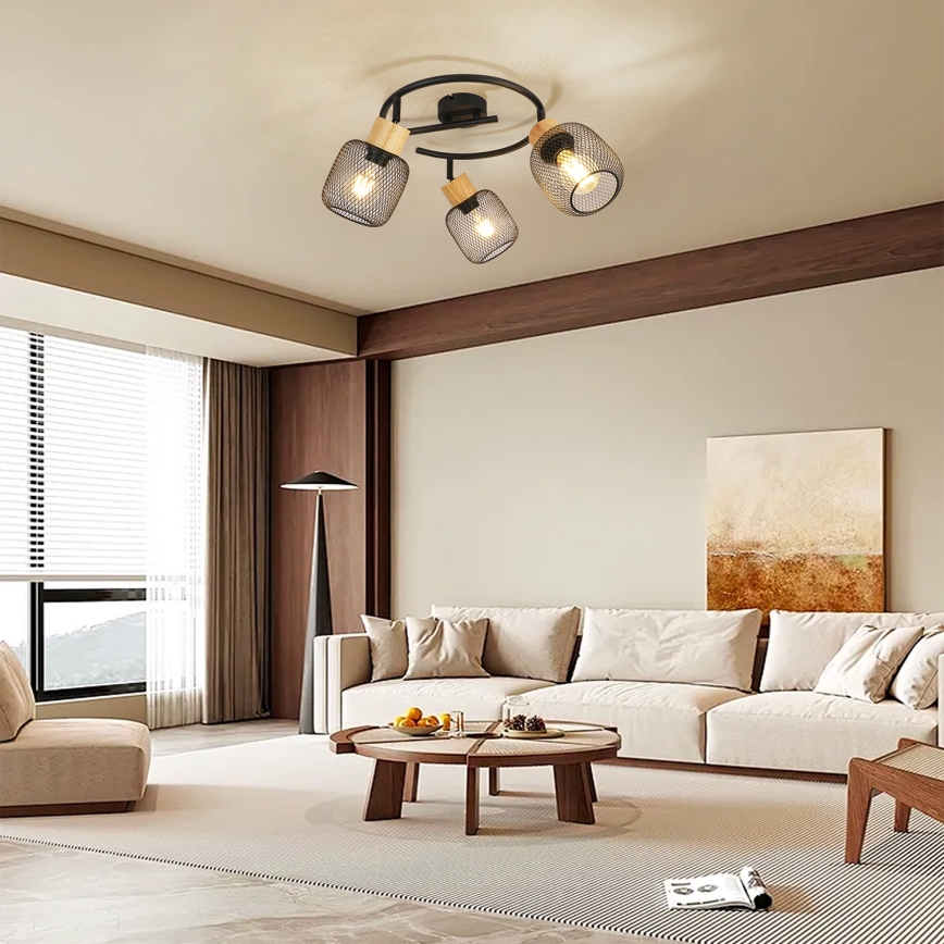 Brilagi - Spottvalgusti BASKLITE 3xE27/15W/230V kummipuit/must