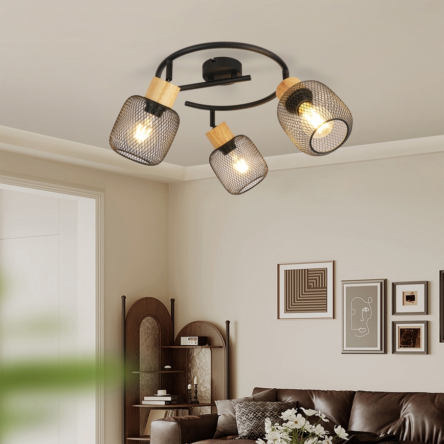 Brilagi - Spottvalgusti BASKLITE 3xE27/15W/230V kummipuit/must