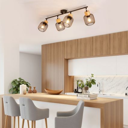 Brilagi - spottvalgusti BASKLITE 4xE27/15W/230V puit/must