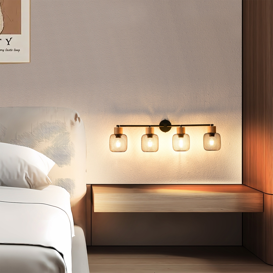 Brilagi - spottvalgusti BASKLITE 4xE27/15W/230V puit/must