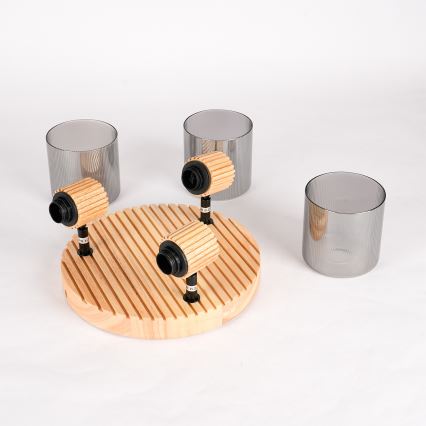 Brilagi - Spottvalgusti HYGGE 3xE14/15W/230V kummipuit/suitsune