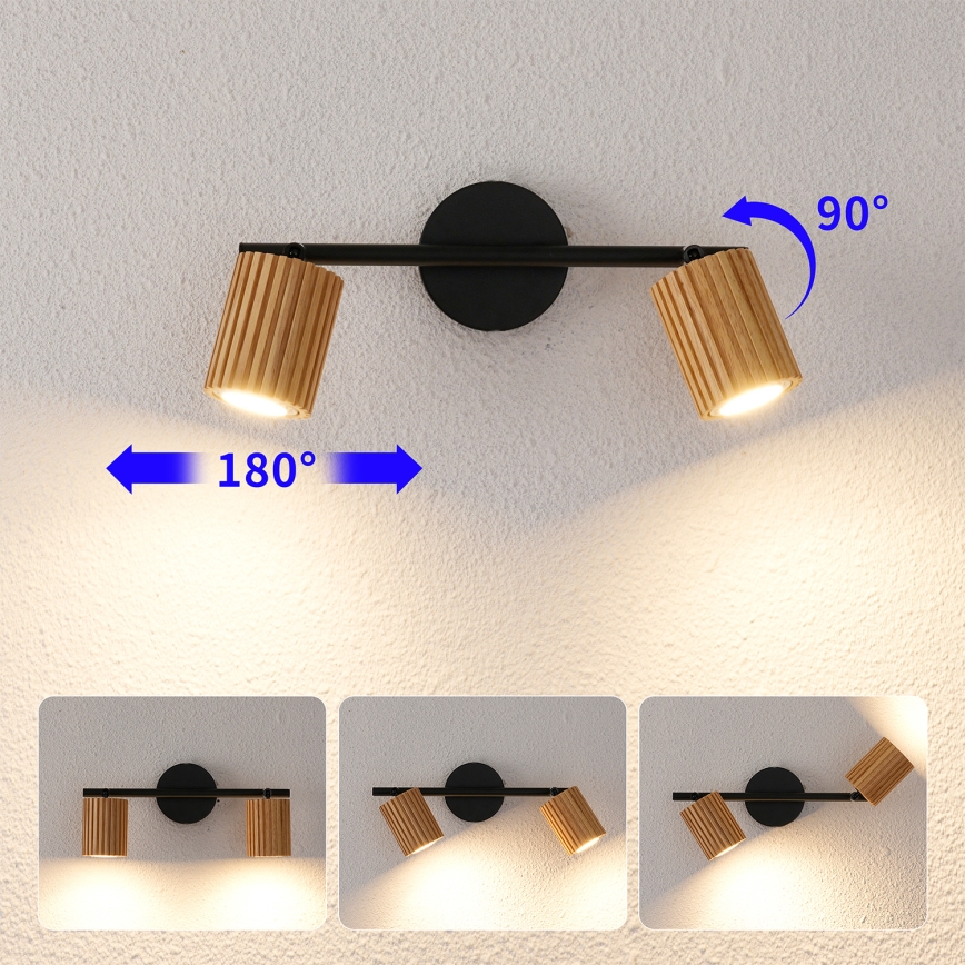 Brilagi - Spottvalgusti MODERN WOOD 2xGU10/8W/230V kummipuit/must