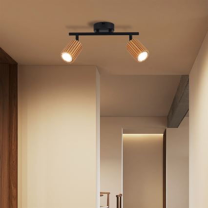 Brilagi - Spottvalgusti MODERN WOOD 2xGU10/8W/230V kummipuit/must