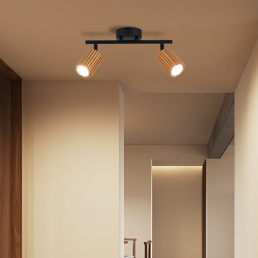 Brilagi - Spottvalgusti MODERN WOOD 2xGU10/8W/230V kummipuit/must