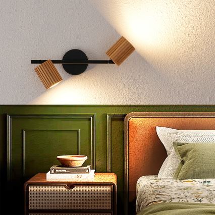 Brilagi - Spottvalgusti MODERN WOOD 2xGU10/8W/230V kummipuit/must