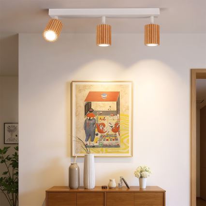 Brilagi - spottvalgusti MODERN WOOD 3xGU10/8W/230V kummipuu/valge