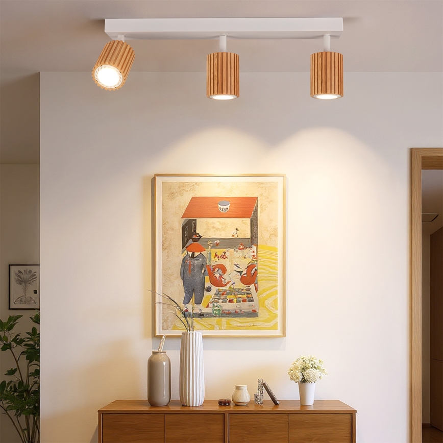 Brilagi - spottvalgusti MODERN WOOD 3xGU10/8W/230V kummipuu/valge