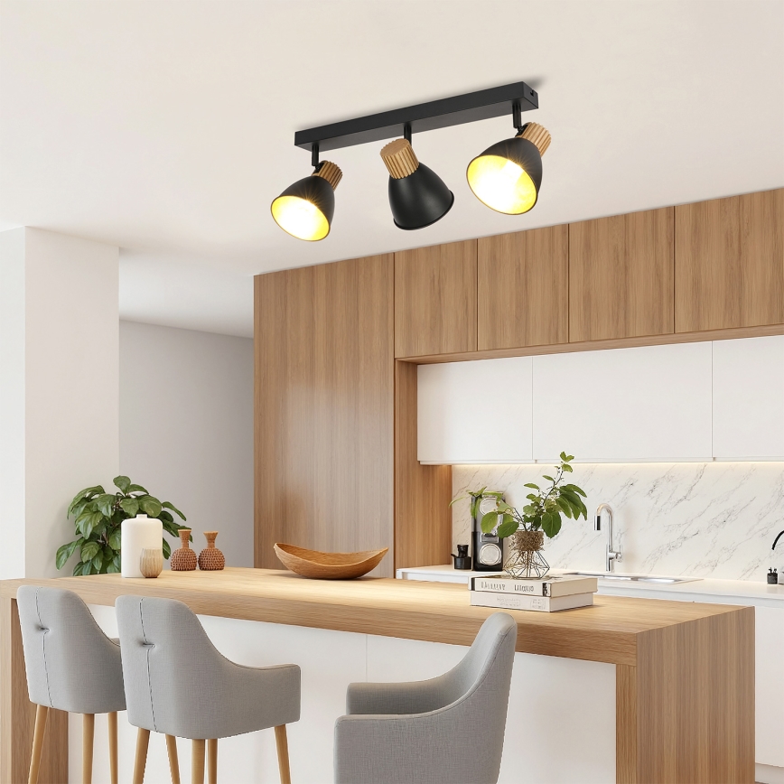 Brilagi - Spottvalgusti ODENSE 3xE14/10W/230V kummipuit/must