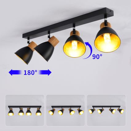 Brilagi - spottvalgusti ODENSE 4xE14/10W/230V kummipuu/must