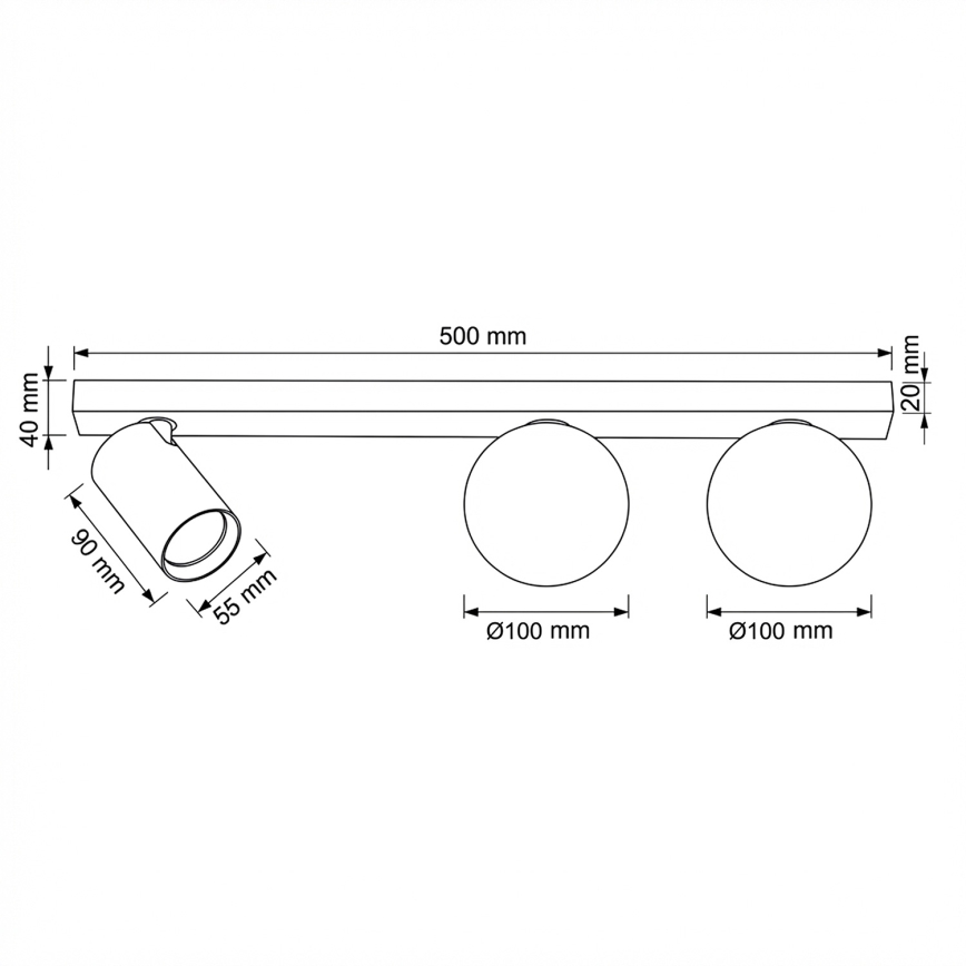 Brilagi - spottvalgusti SELE BALL 1xGU10/30W/230V + 2xG9/10W must