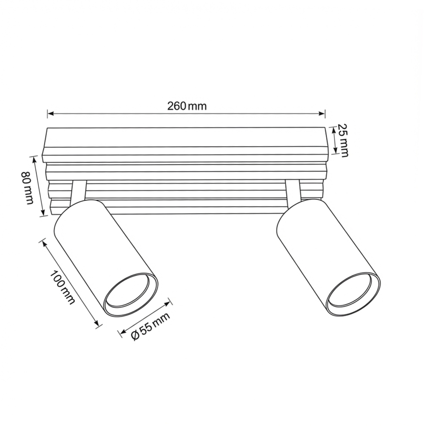 Brilagi - Spottvalgusti SELE WOOD 2xGU10/30W/230V must/puit