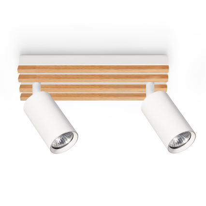 Brilagi - spottvalgusti SELE WOOD 2xGU10/30W/230V valge/puit