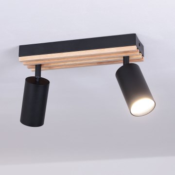 Brilagi - Spottvalgusti SELE WOOD ACOUSTIC 2xGU10/30W/230V must/puit