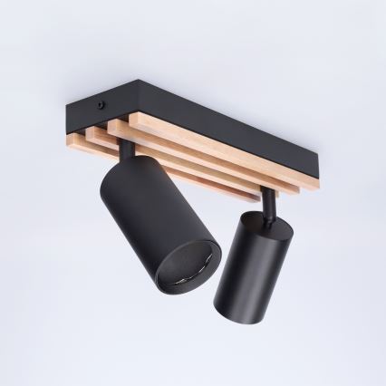Brilagi - Spottvalgusti SELE WOOD ACOUSTIC 2xGU10/30W/230V must/puit