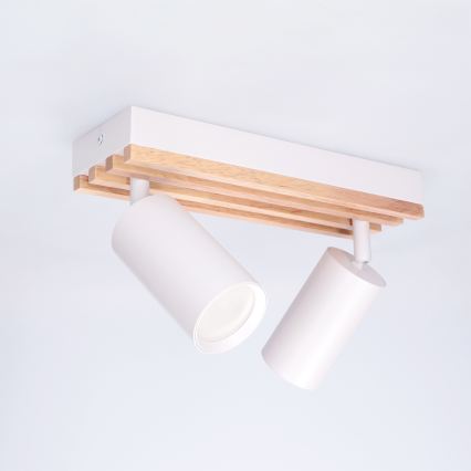 Brilagi - spottvalgusti SELE WOOD ACOUSTIC 2xGU10/30W/230V valge/puit