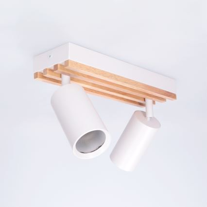Brilagi - spottvalgusti SELE WOOD ACOUSTIC 2xGU10/30W/230V valge/puit