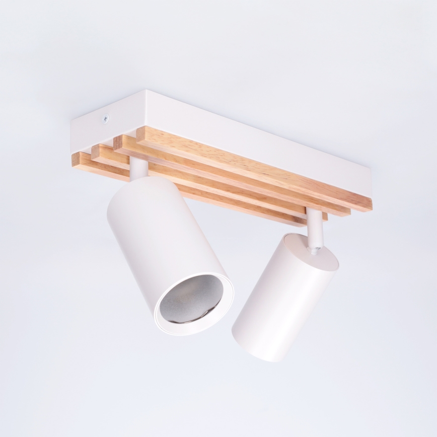 Brilagi - spottvalgusti SELE WOOD ACOUSTIC 2xGU10/30W/230V valge/puit