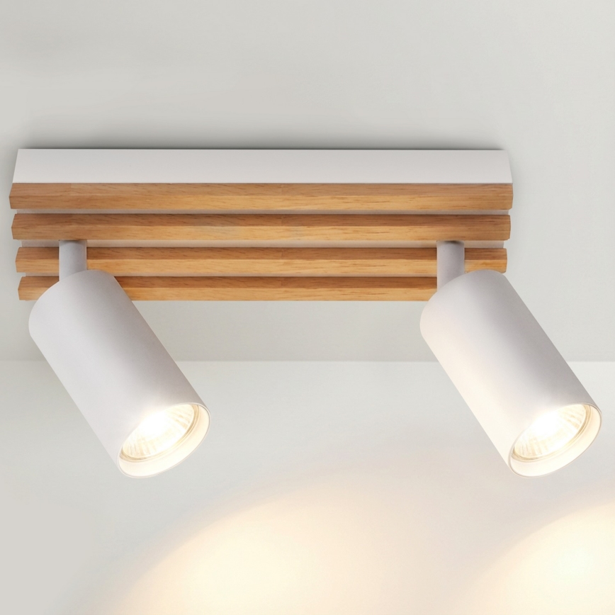 Brilagi - spottvalgusti SELE WOOD ACOUSTIC 2xGU10/30W/230V valge/puit