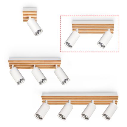 Brilagi - spottvalgusti SELE WOOD ACOUSTIC 2xGU10/30W/230V valge/puit