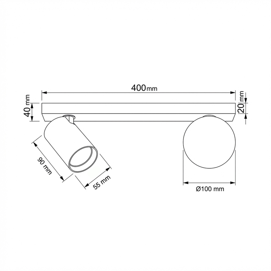 Brilagi - Spotvalgusti SELE BALL 1xGU10/30W/230V + 1xG9/10W must