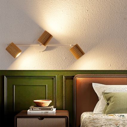 Brilagi - suunatav laelamp MODERN WOOD 3xGU10/8W/230V kummipuu/valge