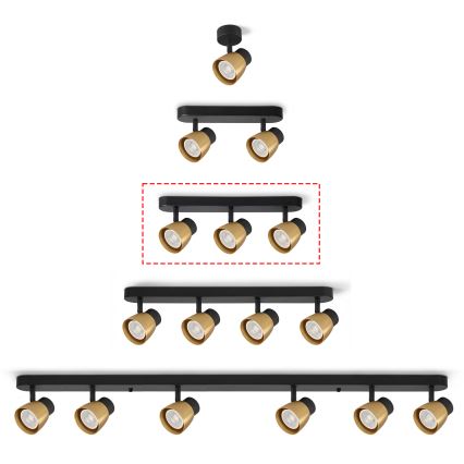 Brilagi - Suunatav laelamp NUGGET 3xGU10/30W/230V must/kuldne