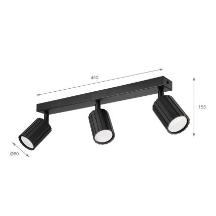 Brilagi - suunatav laevalgusti CRISPINA 3xGU10/10W/230V must