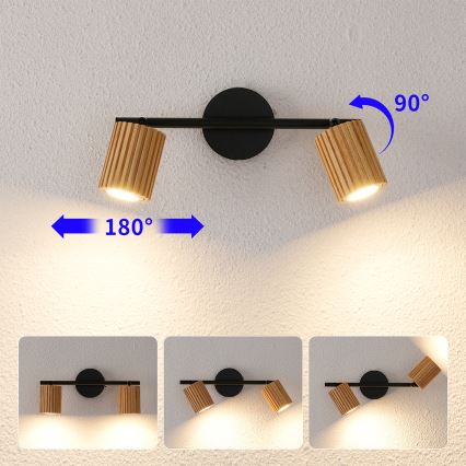 Brilagi - Suunatav laevalgusti MODERN WOOD 2xGU10/8W/230V puit/must