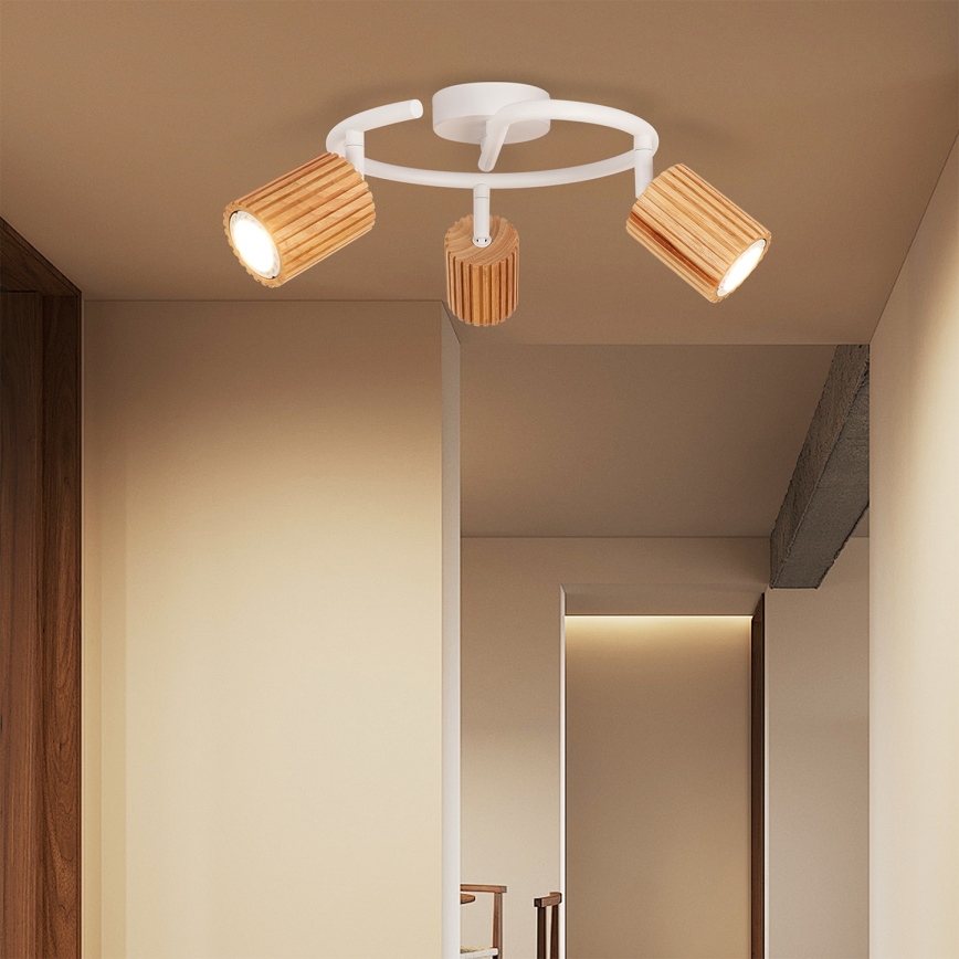 Brilagi - suunatav laevalgusti MODERN WOOD 3xGU10/8W/230V puit/valge