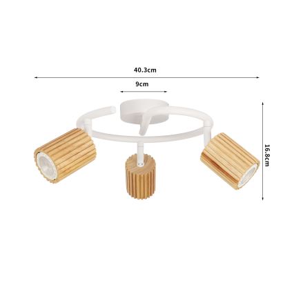 Brilagi - suunatav laevalgusti MODERN WOOD 3xGU10/8W/230V puit/valge
