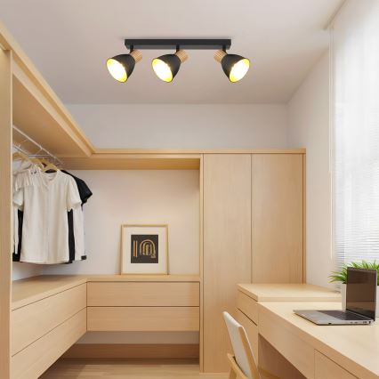 Brilagi - suunatav laevalgusti ODENSE 3xE14/10W/230V puit/must