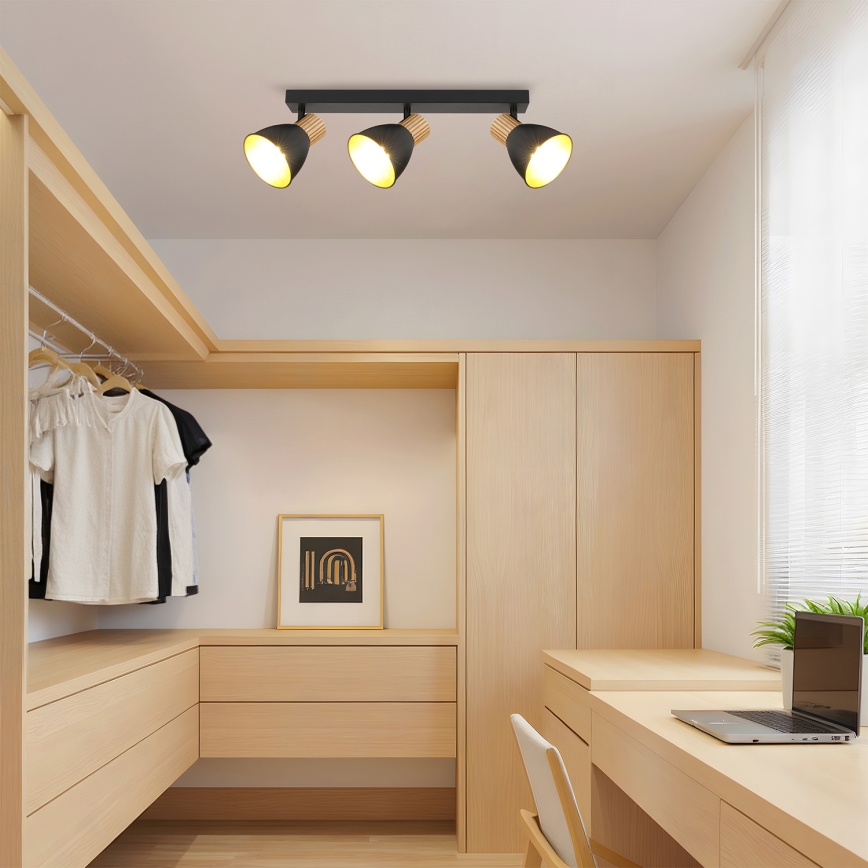 Brilagi - suunatav laevalgusti ODENSE 3xE14/10W/230V puit/must