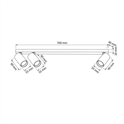Brilagi - suunatav laevalgusti SELE LONG 3xGU10/30W/230V must