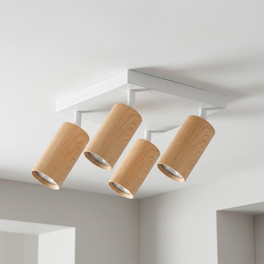 Brilagi - suunatav laevalgusti SELE SQUARE 4xGU10/30W/230V valge/tamme dekor