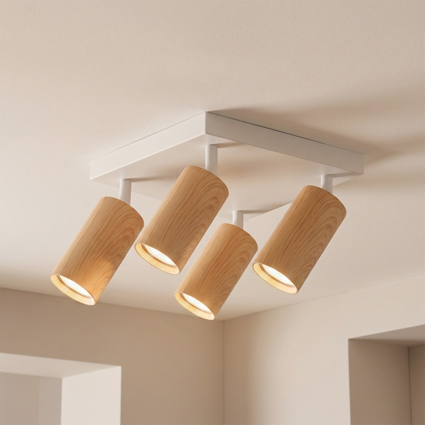 Brilagi - suunatav laevalgusti SELE SQUARE 4xGU10/30W/230V valge/tamme dekor