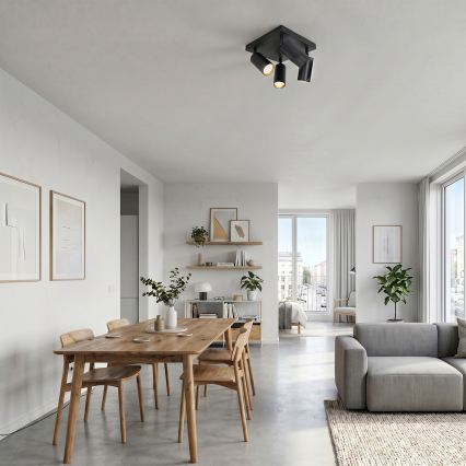 Brilagi - suunatav punktvalgusti SELE SQUARE 4xGU10/30W/230V must/kuldne
