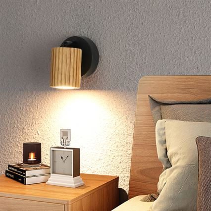 Brilagi - Suunatav seinavalgusti MODERN WOOD 1xGU10/8W/230V kummipuit/must